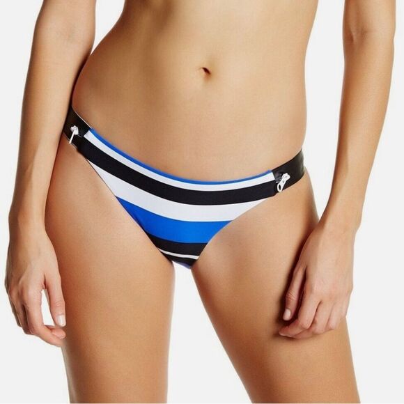 Seafolly Walk The Line Brazilian Bikini Bottom Blue Ray Size 2 - Picture 1 of 7